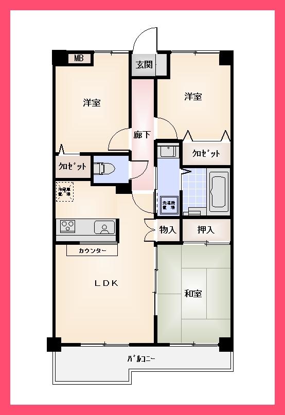 Floor plan. 3LDK, Price 23.8 million yen, Occupied area 59.85 sq m , Balcony area 6.6 sq m