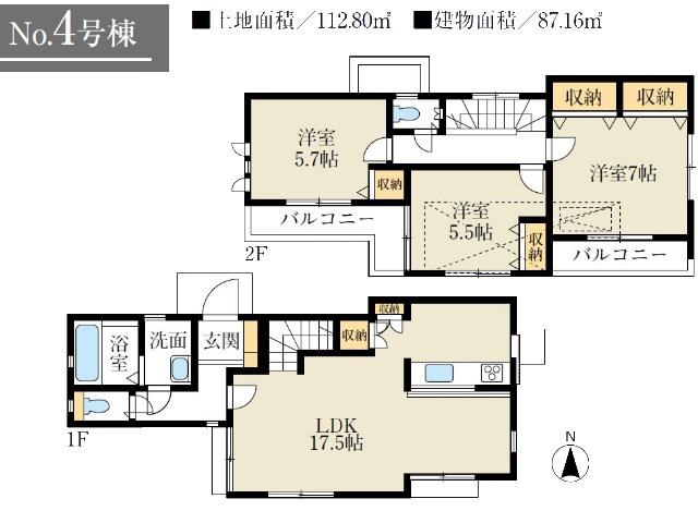 Floor plan. 43,800,000 yen, 3LDK, Land area 112.8 sq m , Building area 87.16 sq m Kodaira Kogawahigashi cho 5-chome, 4 Building Floor plan