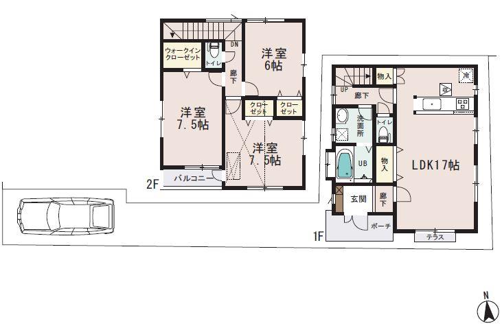 Floor plan. (6 Building), Price 34,800,000 yen, 3LDK+S, Land area 100.76 sq m , Building area 93.56 sq m
