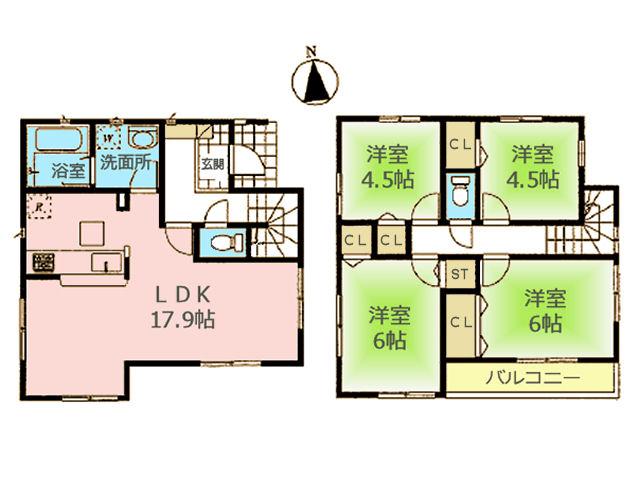 Floor plan. 39,800,000 yen, 4LDK, Land area 118.37 sq m , Building area 90.72 sq m