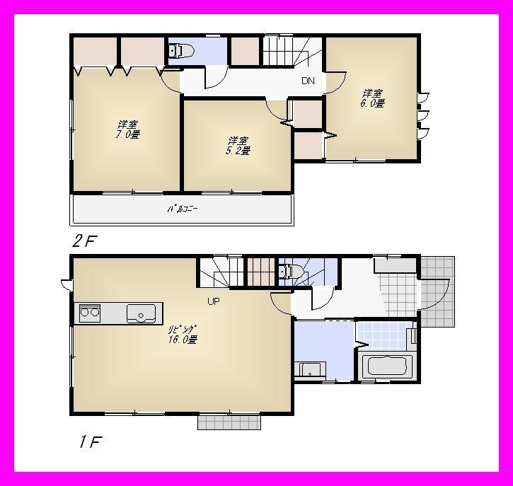 Floor plan. (1 Building), Price 39,800,000 yen, 3LDK, Land area 105.8 sq m , Building area 84.46 sq m