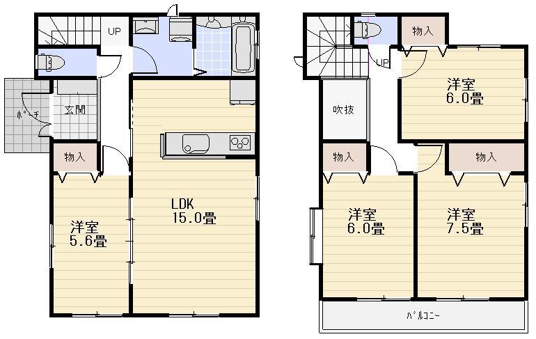 Floor plan. (1 Building), Price 36,800,000 yen, 4LDK, Land area 120.23 sq m , Building area 96.67 sq m