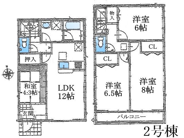 Floor plan. 38,800,000 yen, 4LDK, Land area 103.73 sq m , Building area 87.48 sq m Kodaira Suzukicho 1-chome floor plan Building 2