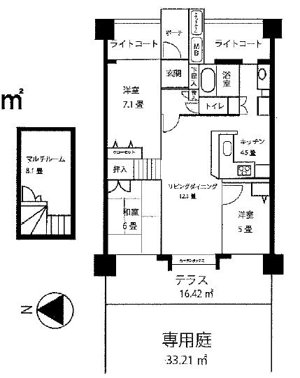 Floor plan. 3LDK, Price 29,800,000 yen, Occupied area 93.52 sq m private garden and basement 8 pledge with