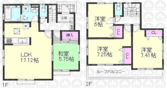 Floor plan. (Building 2), Price 43,800,000 yen, 4LDK, Land area 212.68 sq m , Building area 98.95 sq m