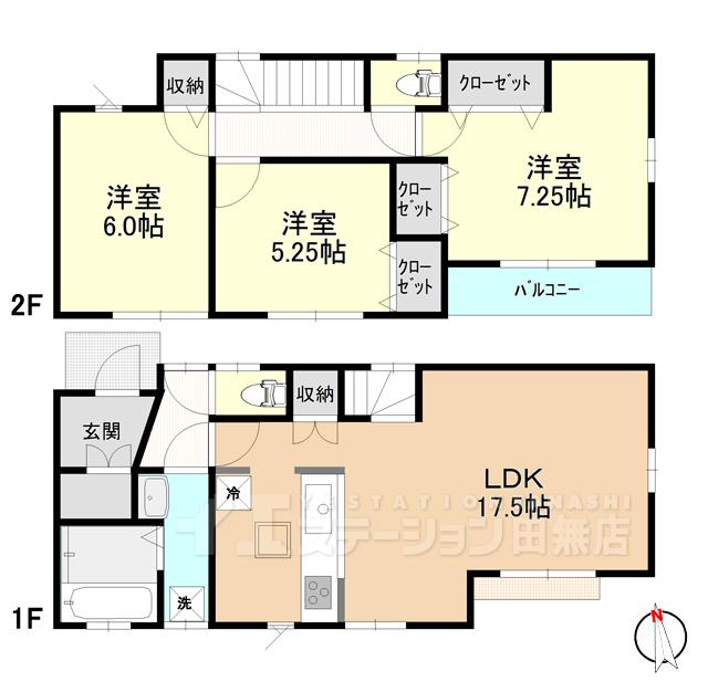 Floor plan. 37,800,000 yen, 3LDK, Land area 118.61 sq m , Building area 86.52 sq m 3LDK