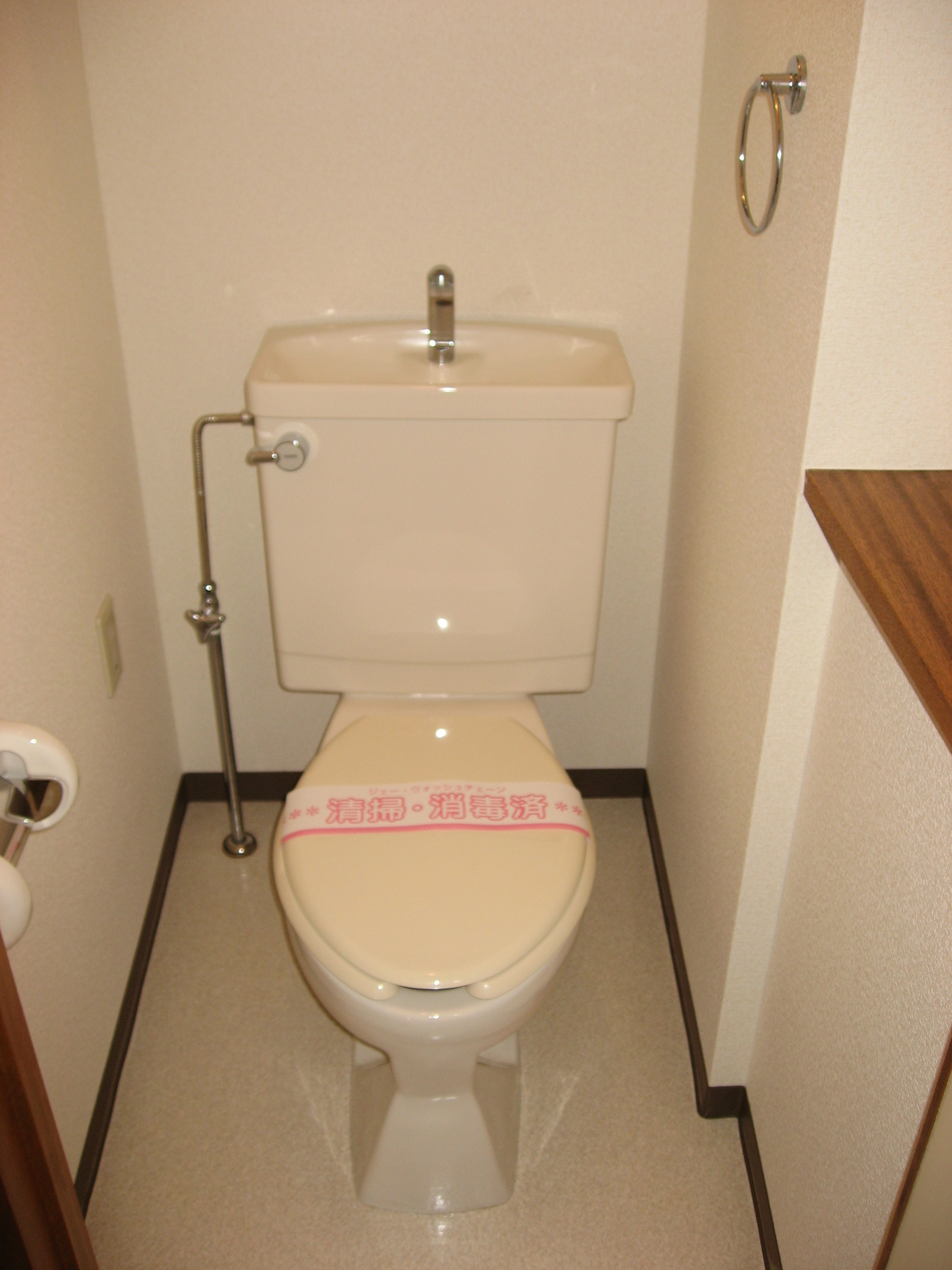 Toilet. There is also a storage shelf convenient to the top! 