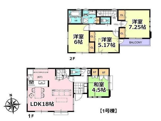 Floor plan. 34,800,000 yen, 4LDK, Land area 81.58 sq m , Building area 95.89 sq m Kodaira Tenjin-cho 1-chome Mato 1 Building