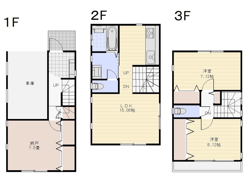 Floor plan. (1 Building), Price 31,800,000 yen, 3LDK, Land area 60.49 sq m , Building area 103.8 sq m