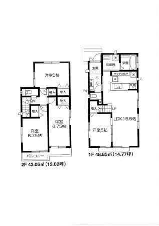 Floor plan. (B Building), Price 36,800,000 yen, 4LDK, Land area 119.26 sq m , Building area 91.91 sq m
