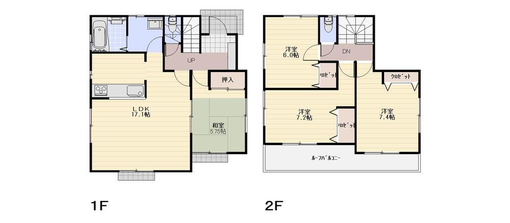 Floor plan. (Building 2), Price 43,800,000 yen, 4LDK, Land area 212.68 sq m , Building area 98.95 sq m