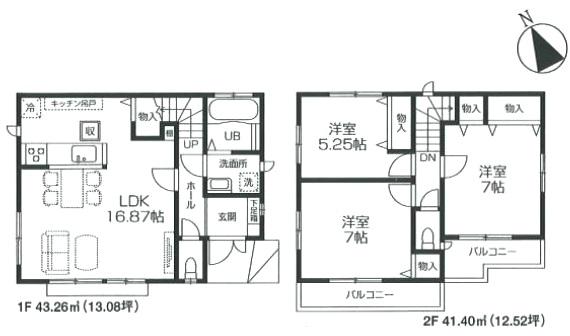 Floor plan. (C Building), Price 43,500,000 yen, 3LDK, Land area 110.02 sq m , Building area 84.66 sq m