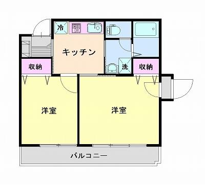 Floor plan. 2K, Price 10.8 million yen, Occupied area 40.53 sq m , Balcony area 6.66 sq m