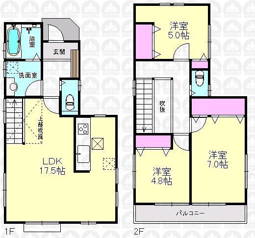 Floor plan. (Building 2), Price 40,800,000 yen, 3LDK, Land area 80 sq m , Building area 85.86 sq m