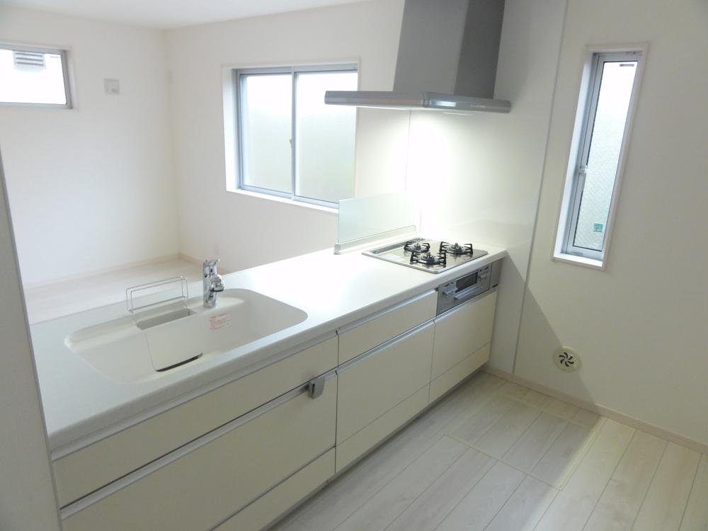 Kitchen. Face-to-face system kitchen with water purification function Artificial marble