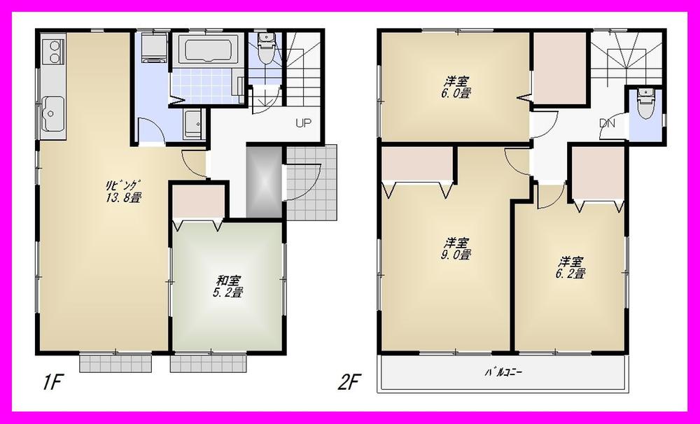Floor plan. 38,800,000 yen, 4LDK, Land area 93.27 sq m , Building area 96.46 sq m