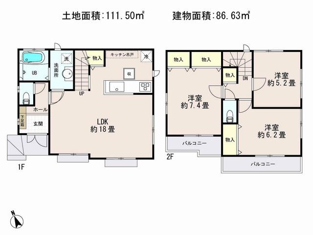 Floor plan. (F Building), Price 43,800,000 yen, 3LDK, Land area 111.5 sq m , Building area 86.63 sq m