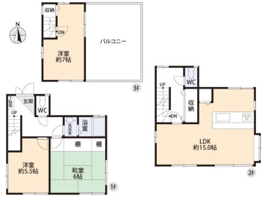 Floor plan. 27.5 million yen, 3LDK, Land area 82 sq m , Building area 86.89 sq m floor plan