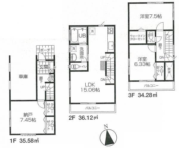 Floor plan. 31,800,000 yen, 2LDK+S, Land area 60.24 sq m , Building area 105.98 sq m