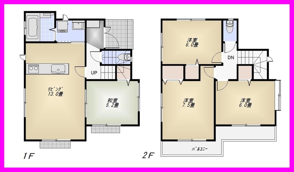 Floor plan. (B Building), Price 38,300,000 yen, 4LDK, Land area 108.45 sq m , Building area 84.46 sq m