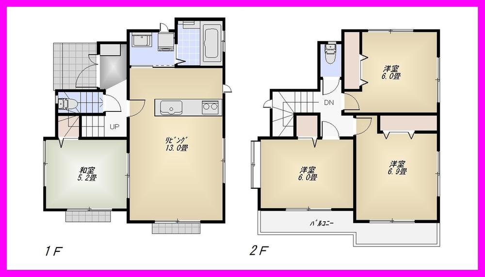 Floor plan. (E Building), Price 37,800,000 yen, 4LDK, Land area 108.65 sq m , Building area 84.67 sq m
