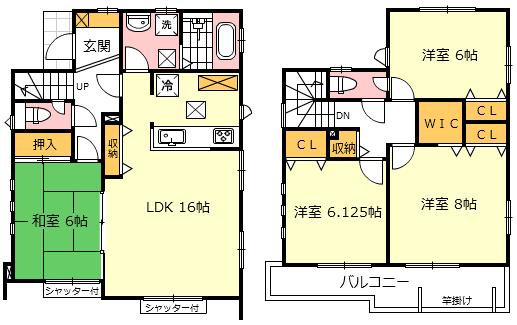 Floor plan. (1 Building), Price 42,400,000 yen, 4LDK, Land area 135.16 sq m , Building area 101.57 sq m