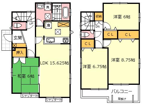 Floor plan. (Building 2), Price 39,800,000 yen, 4LDK, Land area 135.16 sq m , Building area 100.81 sq m