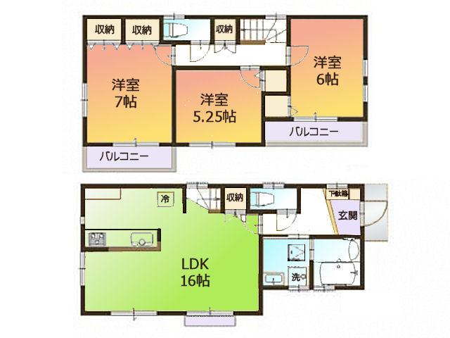 Floor plan. 38,800,000 yen, 3LDK, Land area 105.8 sq m , Building area 84.46 sq m