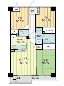 Floor plan. 3LDK, Price 23.8 million yen, Occupied area 59.85 sq m , Balcony area 6.6 sq m Floor