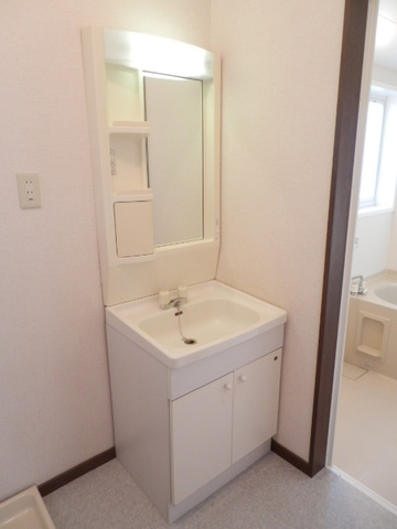 Washroom. There is a vanity with lighting.