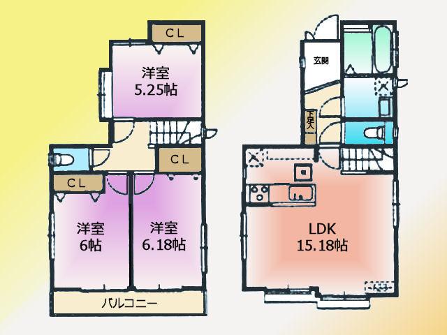 Floor plan. 35,800,000 yen, 3LDK, Land area 99.25 sq m , Building area 78.66 sq m
