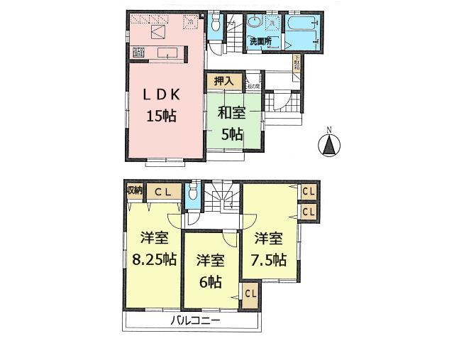 Floor plan. 34,800,000 yen, 4LDK, Land area 117.83 sq m , Building area 98.12 sq m
