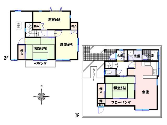 Floor plan. 28.8 million yen, 4LDK+S, Land area 88.91 sq m , Building area 95.12 sq m Kodaira Kogawahigashi cho 5-chome Floor