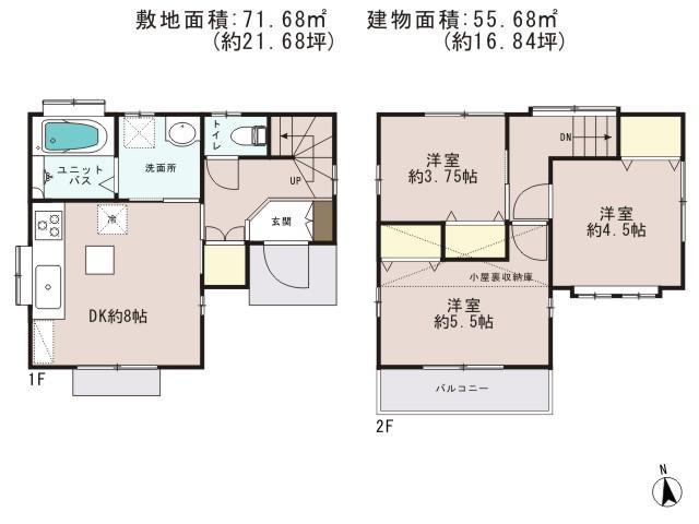 Floor plan. 29,800,000 yen, 3DK, Land area 71.68 sq m , Building area 55.68 sq m floor plan