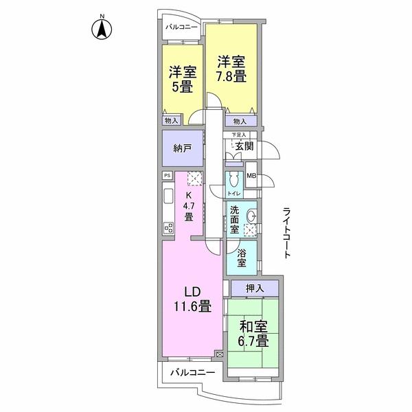 Floor plan. 3LDK + S (storeroom), Price 23.8 million yen, Occupied area 85.69 sq m , Balcony area 10.47 sq m