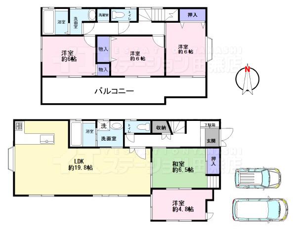 Floor plan. 39,800,000 yen, 5LDK, Land area 155.34 sq m , Building area 111.13 sq m 5LDK