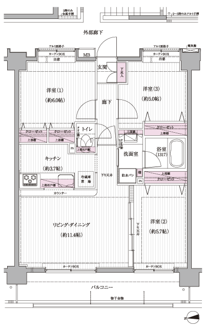Floor: 3LDK, occupied area: 66.15 sq m