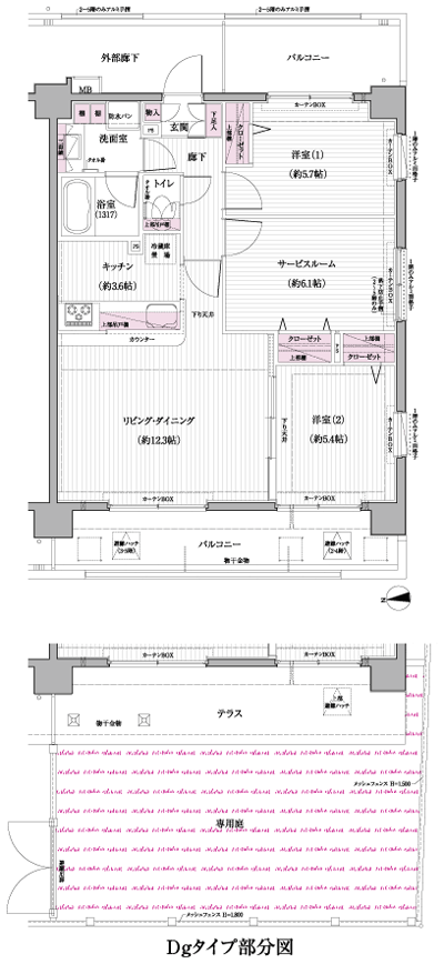Floor: 2LDK + S, the occupied area: 68.82 sq m