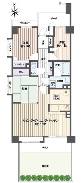 Floor plan. 3LDK, Price 21,700,000 yen, Occupied area 68.74 sq m