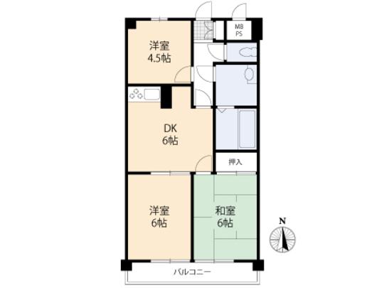 Floor plan. 3DK, Price 10 million yen, Occupied area 51.51 sq m , Balcony area 7.92 sq m floor plan