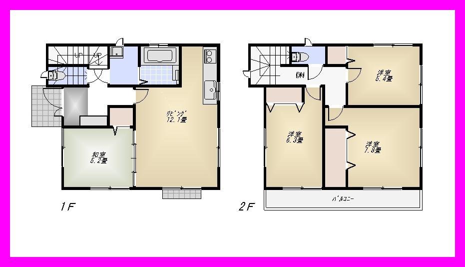 Floor plan. (E Building), Price 44,800,000 yen, 4LDK, Land area 111.74 sq m , Building area 89.12 sq m