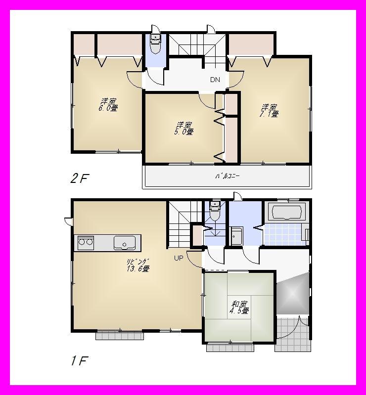 Floor plan. (H Building), Price 39,800,000 yen, 4LDK, Land area 118.63 sq m , Building area 88.91 sq m