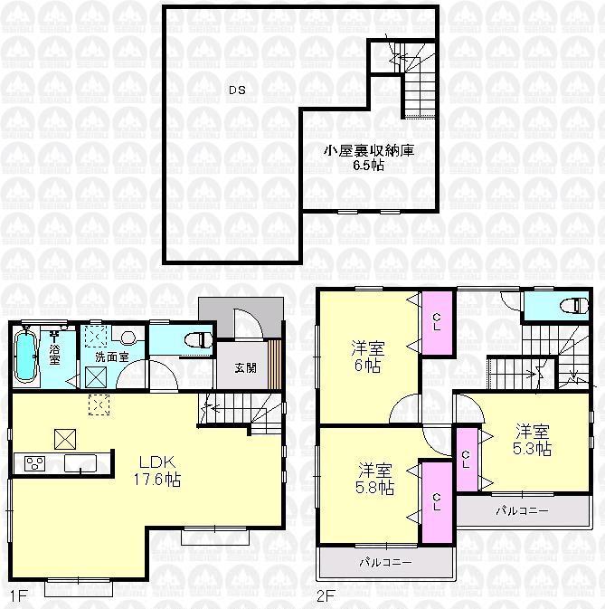 Floor plan. (3 Building), Price 43,800,000 yen, 4LDK, Land area 110.01 sq m , Building area 86.67 sq m