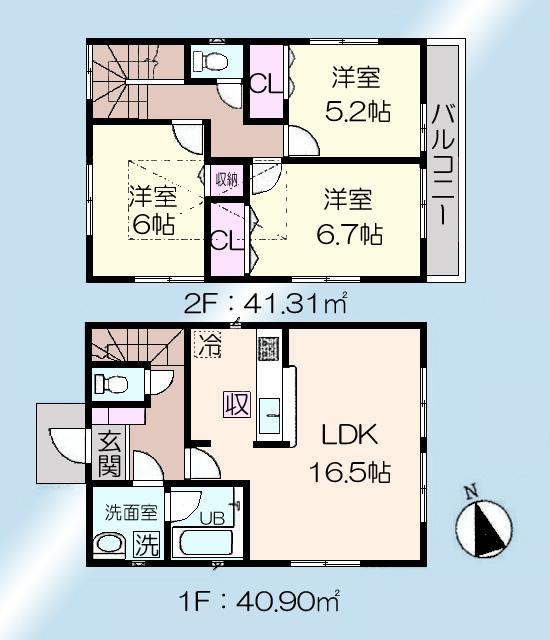 Floor plan. (3 Building), Price 30,800,000 yen, 3LDK, Land area 107.55 sq m , Building area 81.81 sq m