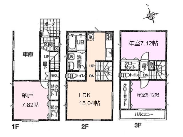 Floor plan. 31,800,000 yen, 2LDK+S, Land area 60.49 sq m , Building area 103.8 sq m 1 Building Floor plan