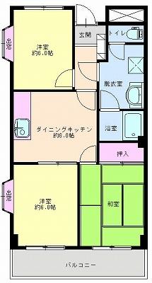 Floor plan. 3DK, Price 13.8 million yen, Occupied area 50.32 sq m , Balcony area 5.4 sq m