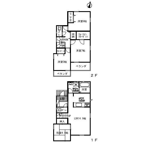 Floor plan. (Building 2), Price 33,800,000 yen, 4LDK, Land area 113.88 sq m , Building area 89.3 sq m