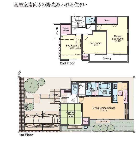 Floor plan. (NoH), Price 44,800,000 yen, 4LDK, Land area 107 sq m , Building area 85.58 sq m