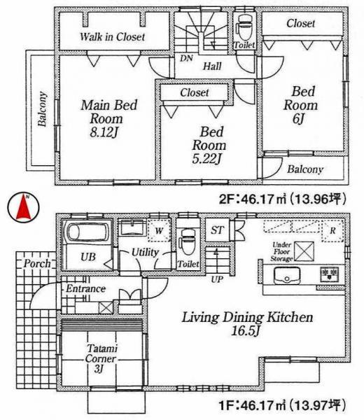 Floor plan. 45,800,000 yen, 4LDK, Land area 116.59 sq m , Building area 92.34 sq m