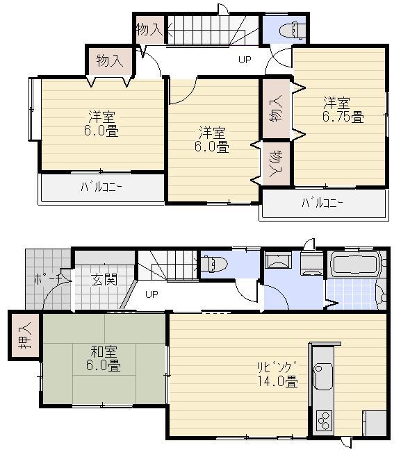 Floor plan. 32,800,000 yen, 4LDK, Land area 100.02 sq m , Building area 93.93 sq m Zenshitsuminami facing 4LDK! 